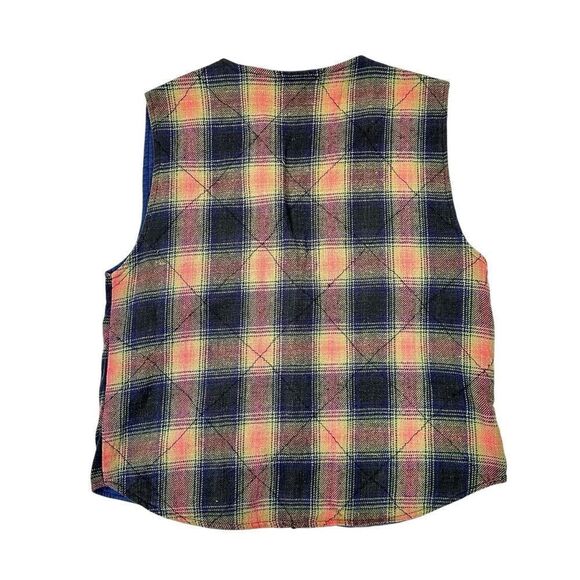 Vintage Tangibles 90s Plaid Vest Chain Stitch Skater Surfer Grunge Hip Hop - Picture 2 of 4